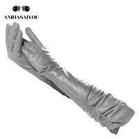 2020 Best-selling female long leather gloves,sheepskin womens long gloves,Dark gray Winter long leather gloves women - 2081C