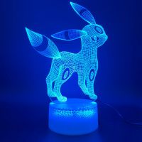 【❖New Hot❖】 yisiguyi0 ไฟ Led กลางคืน3มิติแผ่นเรืองแสงเกมโปเกมอนไป Umbreon ตกแต่งบ้านวันเกิดสำหรับเด็กไฟกลางคืนในห้องนอน Eevee ครอบครัว