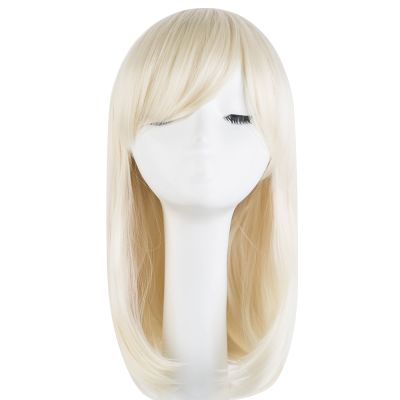 【jw】☢☄  Fei-Show Synthetic Resistant Medium Wavy Hairpieces Fringe Bangs Costume Blonde Wig