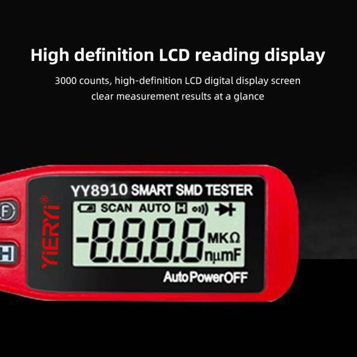 มัลติมิเตอร์ไฟฟ้าเครื่องทดสอบ-smd-แบบสมาร์ท-rcyago-ไดโอดต่อเนื่องความต้านทานความจุทดสอบส่วนประกอบอุปกรณ์ที่ยึดอยู่บนผิว-pcb-เครื่องทดสอบมิเตอร์