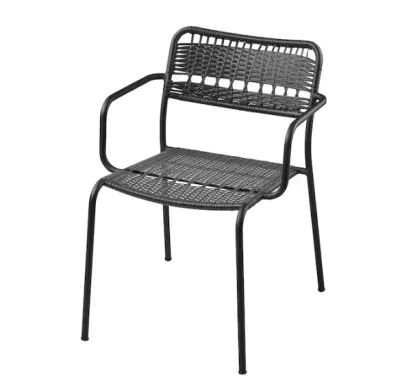 Chair with armrests, artificial rattan outdoor, size 57x67x78 cm. - dark grey