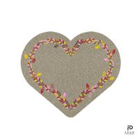 PRAW พรมรูปหัวใจ พรมขนสั้น กันลื่น แนบสนิทพื้น ดีไซน์ FOLK HEART-SH2 ขนาด 75x87 cm