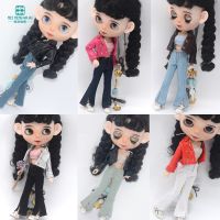 Blyth Doll Clothes 28-30cm Azone OB24 Accessories Toys Fashion Leather Jackets Booties Jeans Bandeau Girls Gifts