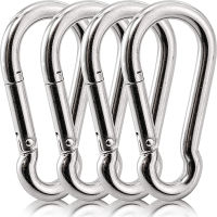 3 Inch Stainless Steel Spring Snap Hook Carabiner, 316 Stainless Steel Clips, Small Carabiner Set of 4 Quick Link Snap Key Lock