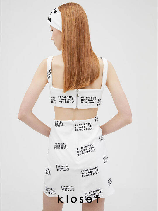 kloset-love-in-braille-mini-dress-ss22-d002-ชุดเดรส-ชุดเดรสแขนกุด-ชุดเดรสสั้น-ชุดเดรสผ้าปัก-ชุดเดรสแฟชั่น