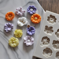 Home Markets Sunflower Rose Flowers Shape Silicone Mold Cake Border DIY Decoration Chocolate Sugar Craft Polymer Clay Crafts 3D Mould Tools