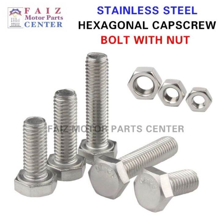 Stainless steel 8x20mm hex. cap screw bolt with Nut fine thread Lazada PH