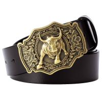 【YF】 Men Cowboy Sign Buckle skin Leather Bullfight Riding Cattle Waistband Accessories