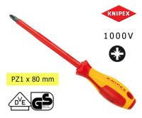 Knipex ไขควงกันไฟ VDE 1000V สำหรับสกรู Pozidriv (ขนาด: หัว x ความยาวแกน)