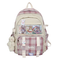 2021EST Girls Patchwork School Bag Women Plaid Large Capacity Waterproof Nylon Female Shoulders Bag Bolsa Mochila College Preppy Bag