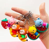 Soft Rubber Keychain Car Keychain Gifts PVC Pendant Novelty Keychains Cartoon Animal Keychains Bear Watermelon