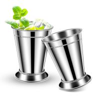 Set of 2 Mint Cups, Classic Stainless Steel Glasses for Party, Bar, Home, Restaurant, Stainless Steel 12Oz