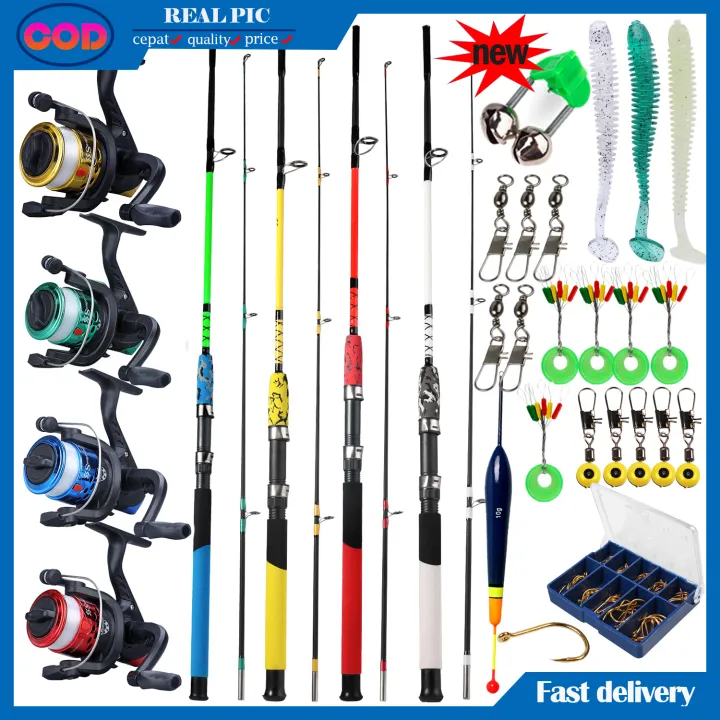 [COD]Fishing Rod Combo 1.5M2.4M 2 Sections Fishing Rod and Spinning