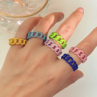 Muti-Color Twisted Iron Chain Shape Rings Threads Geometric Rings for Women Girls Minimalist Chunky Rings Vintage Jewelry