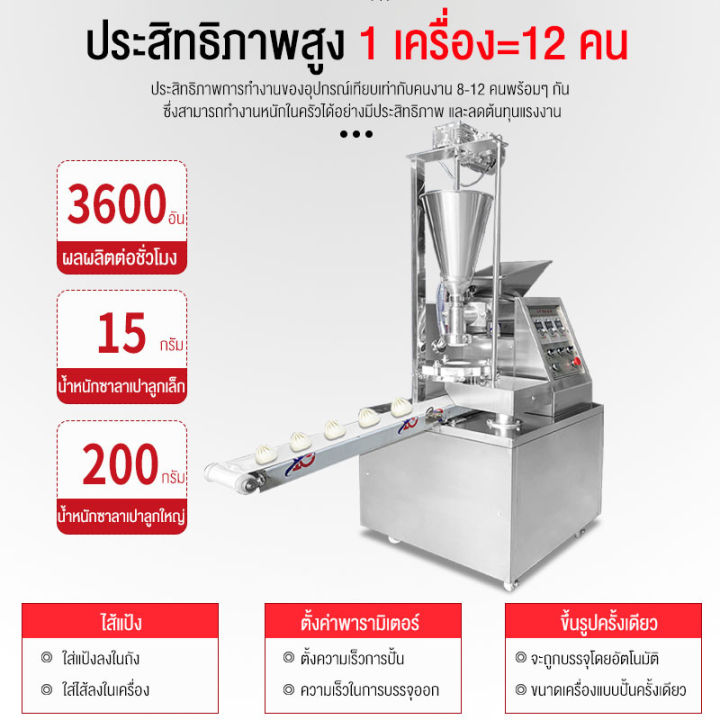 เครื่องทำซาลาเปา-เครื่องปั้นซาลาเปาใส่ไส้อัตโนมัติ-automatic-salapao-machine-ทดลอง-รับที่ร้าน