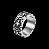 [Xixi ornaments] แหวนกางเขน316L ไทเทเนียมเหล็กพังค์ไบเกอร์สไตล์โกธิคเครื่องประดับสายวงกลมขนาด6 13