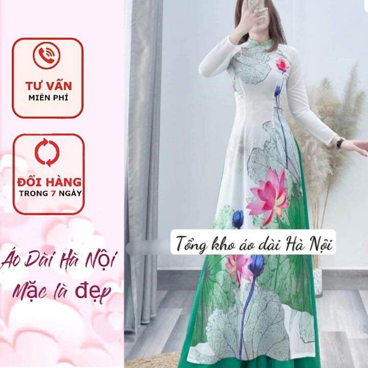 Giá Xưởng} Áo Dài May Sẵn Màu Trắng Hoa Sen Nổi Bật, Đồng Phục Áo Dài Múa - Áo  Dài Hà Nội | Lazada.Vn