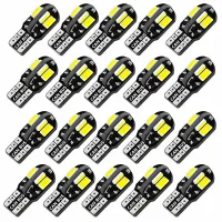 【ซินซู?หลอดไฟภายในรถ LED 20แพ็ก W5W 8SMD 5730 T10สดใสมาก Canbus ปลอดความผิดพลาด12V ไฟหลอดไฟอัตโนมัติมาร์กเกอร์ด้านข้าง