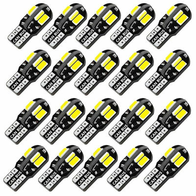 【ซินซู💥หลอดไฟภายในรถ LED 20แพ็ก W5W 8SMD 5730 T10สดใสมาก Canbus ปลอดความผิดพลาด12V ไฟหลอดไฟอัตโนมัติมาร์กเกอร์ด้านข้าง