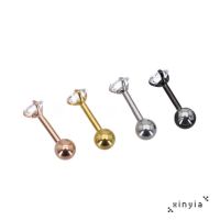 3 Prong Two Usage Tragus Cartilage Stainless Steel Ear Stud Fashion Crystal Mini Zircon Earrings 1 Pc Xinyia