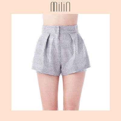 [MILIN] High waist Pleated front peplum Sequin with woven tweed shorts กางเกงเอวสูงผ้าเลื่อมทวีตจับจีบด้านหน้า Cannes Shorts