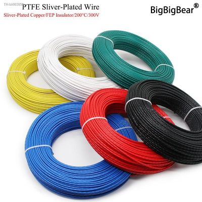 ◘◕♛ 1/5M 10/11/13/14/15/18/20/22/24/26/28/30 AWG Silver Plated PTFE Wire High Purity OFC Copper Cable For 3D Printer DIY