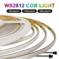 DC5V สามารถระบุที่อยู่รายบุคคลได้แถบ LED COB WS2812B 60 100 160 Led/m ความหนาแน่นสูงและยืดหยุ่น5มม. WS2812 RGB สมาร์ทแสงสีในฝัน