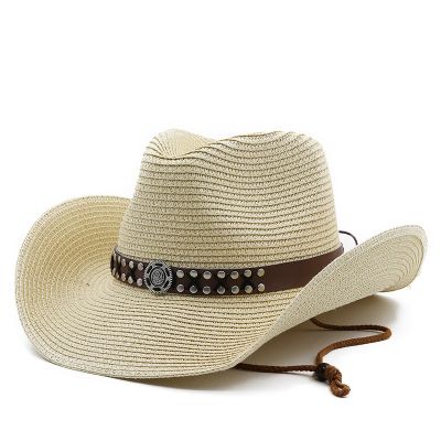 หมวกคาวบอยตะวันตกกระดาษธรรมชาติดีไซน์ใหม่ปีกกว้างผู้หญิงผู้ชายหมวกปานามาหมวกฟางชายหาดหมวกกันแดดแจ๊ส Cowgirl