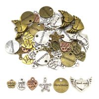 Mix Metal Tags Heart Star Flower Handmade Label for Clothes Shoes Bags Silver Gold Bronze Sewing Tag Garment Acessories 10/50Pcs Stickers Labels