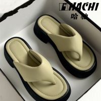 【July】 Harchi high-end slippers womens outer 2023 new summer with the same style all-match thick-soled plywood sandals and