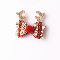 Boutique 20pcs Fashion Glitter Candy Cane Penguin Horse Reindeer Ears Bow Hairpins Cartoon Hair Clips XMAS New Year Headwear