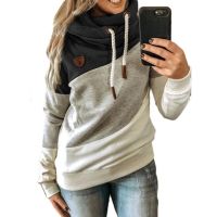 Hoodies for Women Color Block Print Hooded Pullover Casual Long Sleeve Drawstring Sweatshirt Blouse Tops