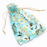 25pcs Colorful Gold Color Rose Transparent Pack Drawstring Pouch Sachet Organza Gift Bag For Jewelry Wedding Party Beads Packing