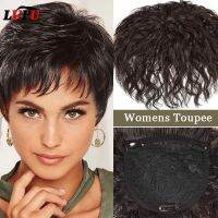 LUPU Synthetic Fake Hair For Women Black Brown Hair Hairpieces Heat Resistant Clip In Curly Bangs Hair Extensions