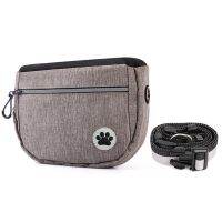 Dog Treat Pouch Training-Bag Dispenser - Waist Shoulder Strap Ways Walking We Are Easily Carries Pet Toys Poop (Gray)