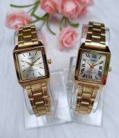 นาฬิกา CASIO รุ่น LTP-V007G-9E ,LTP-V007G-9E  นาฬิกาสำหรับผู้หญิง สายสแตนเลส สีทอง หน้าปัดเหลี่ยม - ของแท้ 100% ประกันสินค้า1 ปีเต็ม