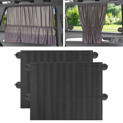 【LZ】 2 Pcs 67cm Car Sun Shade Side Window Curtain Auto Foldable Uv Protection Accessories Black Pure Cloth Auto Accessories