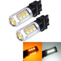 ไฟเลี้ยว T25-3157ไฟเบรคไฟ6W 22 SMD-5730-LEDs สีขาว + เหลือง2ชิ้น DC 12V