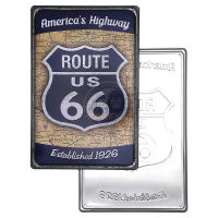 ป้ายสังกะสีวินเทจ Americas Highway Route US 66 (ปั๊มนูน), ขนาด 20x30 ซม.