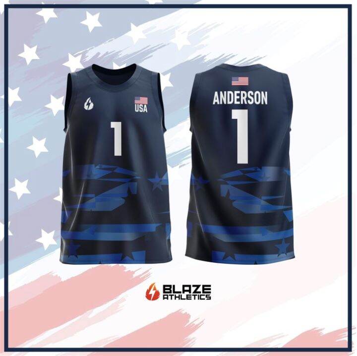 BLUE USA Volleyball Jersey ver. 2 (SLEEVELESS) Lazada PH