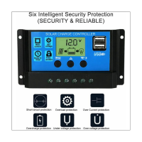 100A Solar Charge Controller, Solar Panel Battery Intelligent Regulator with Dual USB Port, Multi-Function Controller