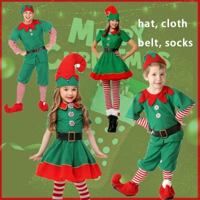[Cos imitation] คอสเพลย์คริสต์มาสเครื่องแต่งกายเครื่องแต่งกายสำหรับเด็กผู้หญิงผู้หญิงผู้ชายผ้าสูทนางสาวซานตาคลอส Sweetie ชุดหมวกถุงเท้าเข็มขัด