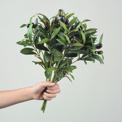 【CC】 Artificial tree branch with leaves fake plants for flower arrangement home decor greens decoration olive fruit