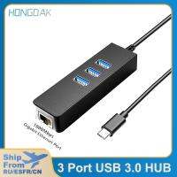 [HOT HAIXWLXKWW 589] USB 3พอร์ต3.0 Hub ความเร็วสูง Splitter HUB RJ45 LAN การ์ดเครือข่ายสำหรับ Mac IOS RTL8152 TYPE-C