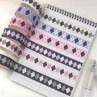 ✶☢ Korea Ins Diamond Grid Adhesive Paper Tape Kawaii Washi Tape Planner Hand Account DIY Decorative Tape School Stationery