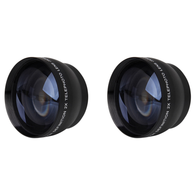 2 Pcs 52mm 2X Magnification Telephoto Lens for Nikon AF-S 18-55mm 55-200mm Lens Camera