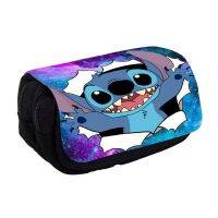 New Stitch cartoon double-layer large-capacity flap printing pencil case childrens stationery