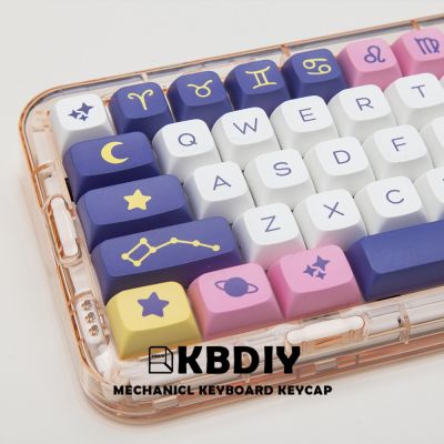 Kbdiy กุญแจ132กลุ่มดาวปุ่มกด PBT&nbsp; XDA โปรไฟล์สวิตช์ MX อะนิเมะน่ารักแป้นพิมพ์สำหรับชุดสร้อยเลือกใส่ได้หลายแบบคีย์บอร์ดเล่นเกมแบบกลไก DIY