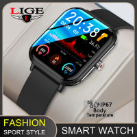 LIGE New Pro Smart Watch Men Bluetooth Music Temperature Monitor SpO2 Sports Fitness IP68 Waterproof Women Smartwatch