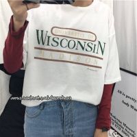 เสื้อแฟชั่น คอกลม แขนสั้น ลาย Wisconsin 6623